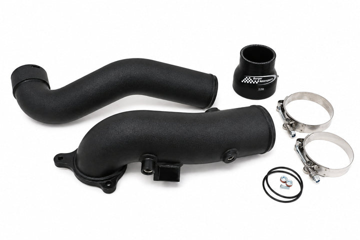 Burger Motorsports BMS Elite aluminum charge pipe in black powder coat for Gen 1 B58 BMW