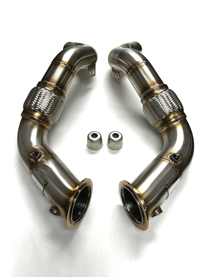 Evolution Racewerks Sports Series Catted Downpipes X5 M / X6 M F85 S63 (catless version shown)