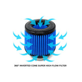 BMS inverted cone high flow filter with built-in velocity stack