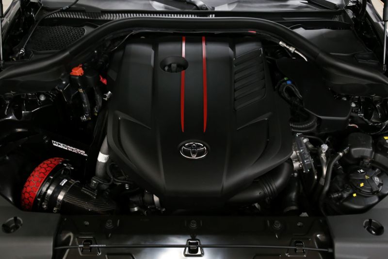 HKS Dry Carbon Racing Suction 70028-AT001 installed, GR Supra B58 engine bay