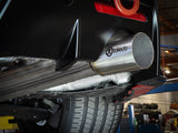 aFe Takeda 4 in. brushed exhaust tip with Takeda logo on Toyota GR Supra A90
