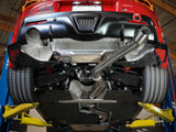 aFe Takeda cat-back exhaust underside view on Toyota GR Supra A90