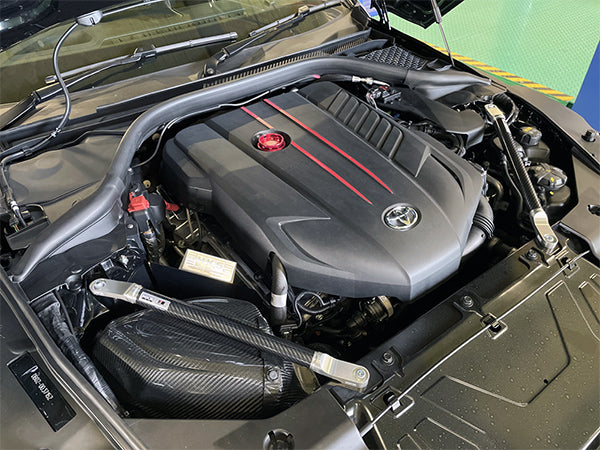HKS Carbon Brace front braces GR Supra B58 engine bay