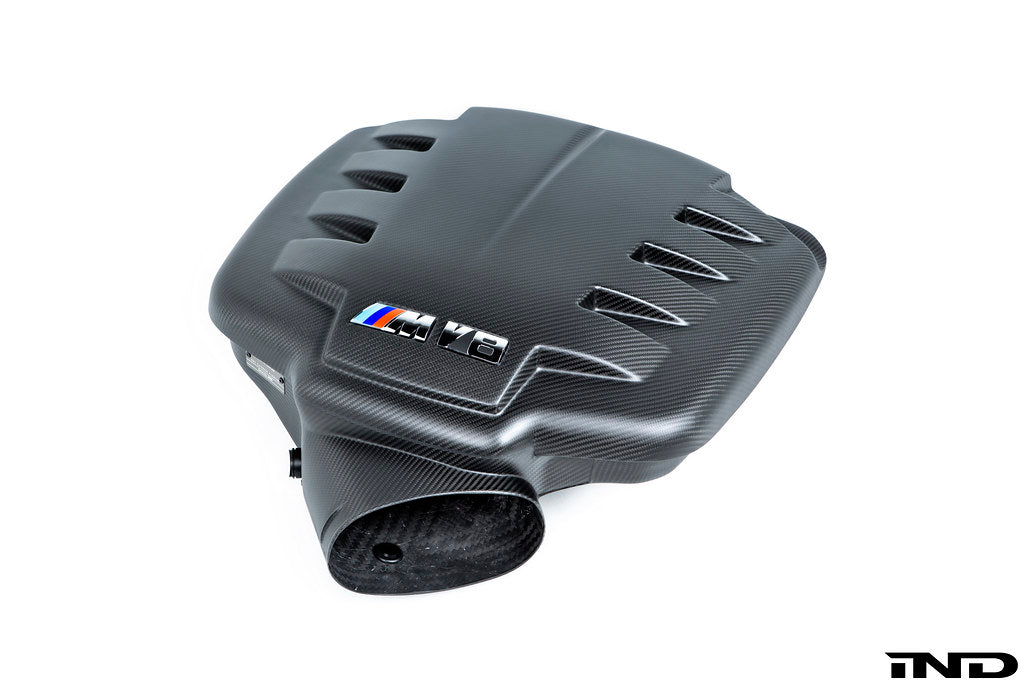 Eventuri E9x M3 matte carbon plenum front quarter