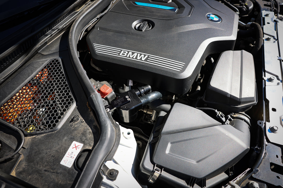 BMS oil catch can installed on BMW G20 330i B48 engine