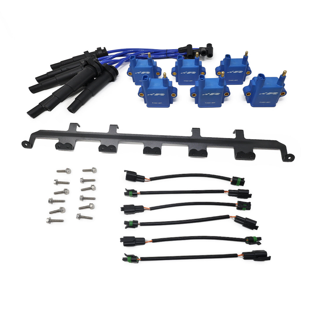 Precision Raceworks N55 ignition kit, OEM manifold, blue