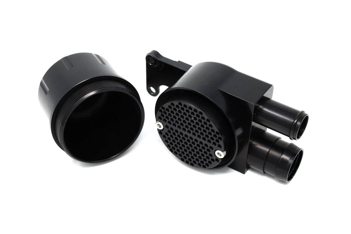 BMS G-chassis B48 oil catch can with billet bracket and silicone hose