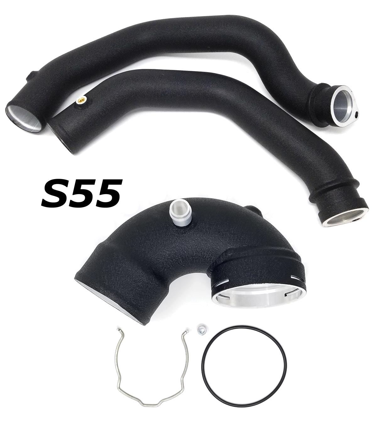 BMS aluminum S55 hot-side charge pipes and J-pipe for BMW M2 Competition, M3 and M4