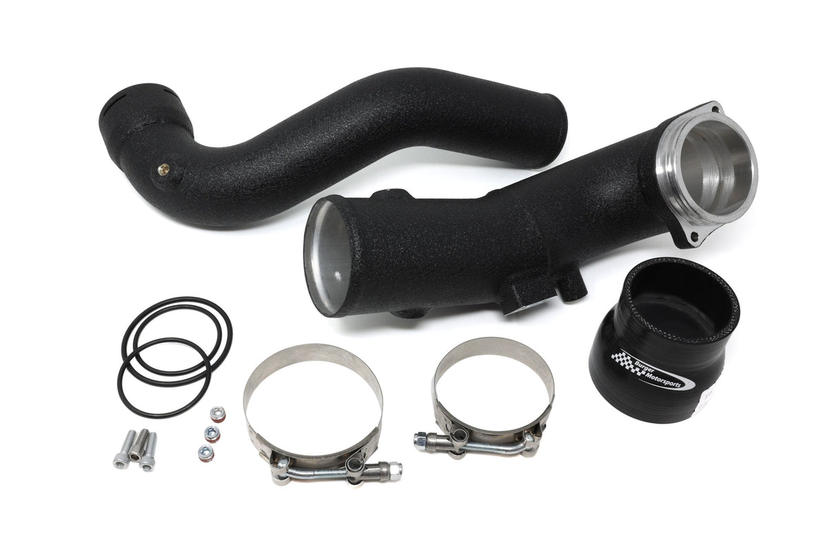 BMS B58TU charge pipe kit with silicone coupler and T-bolt clamps