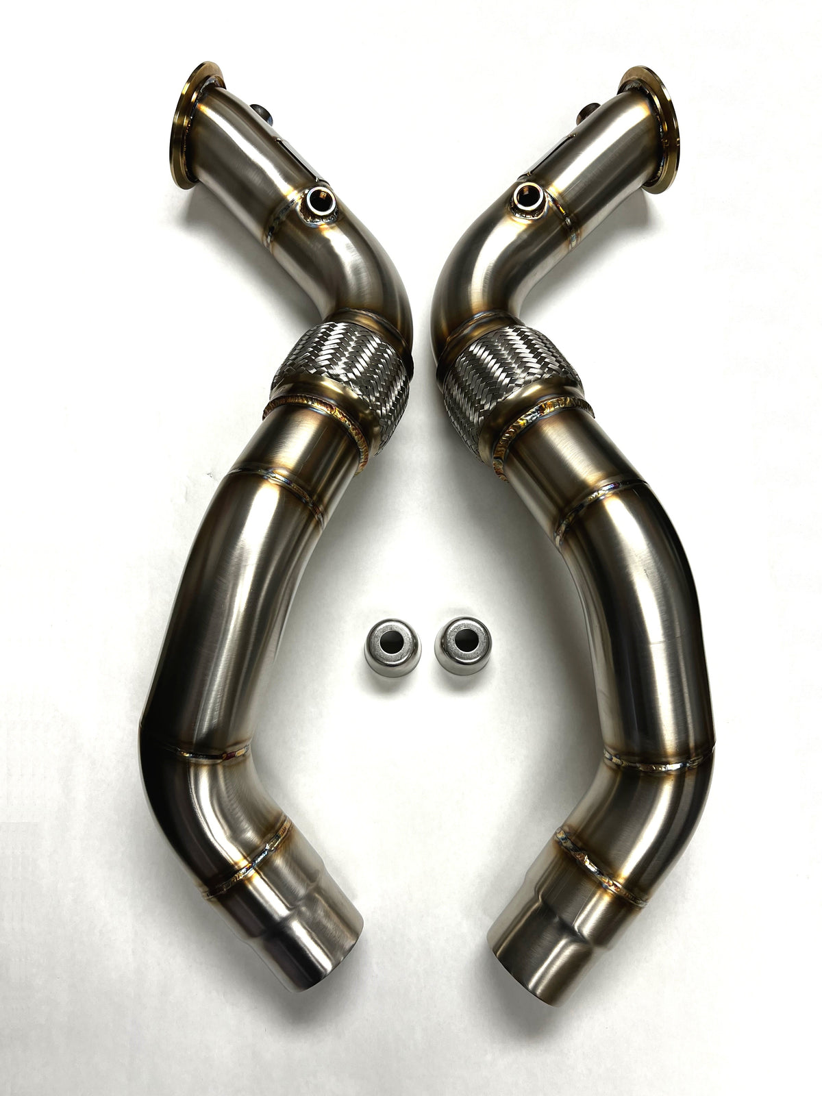 Evolution Racewerks Sports Series Catted Downpipes X5 M / X6 M F85 S63 (catless version shown, view 2)