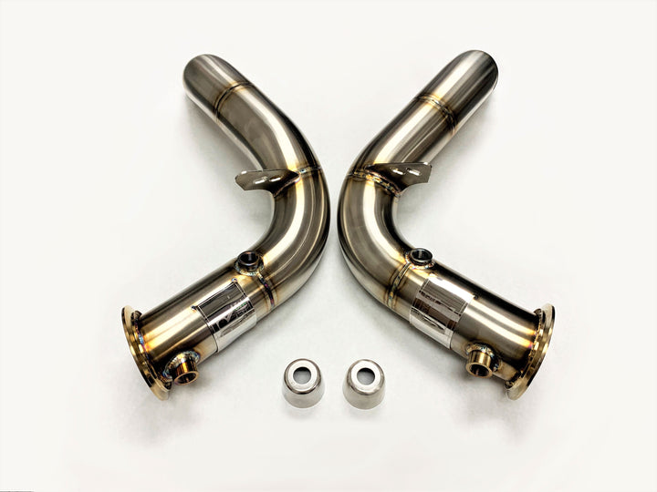 Evolution Racewerks Sports Series Catted Downpipes M5 / M6 F10 S63 (catless version shown)