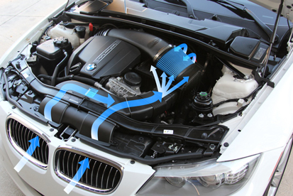 BMS E-chassis N55 intake tube and filter detail