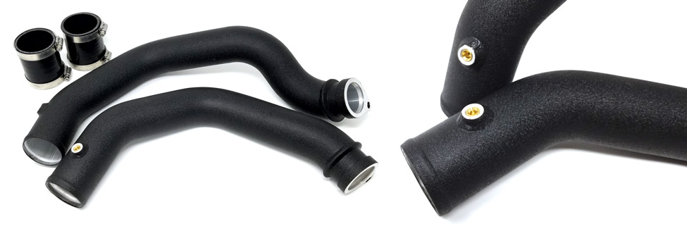 BMS S55 aluminum charge pipe kit with silicone couplers and clamps