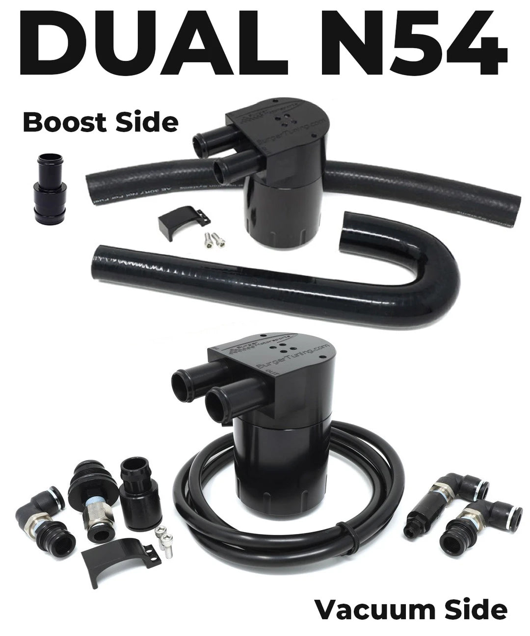 Dual BMS oil catch can kit for BMW N54 boost and vacuum side