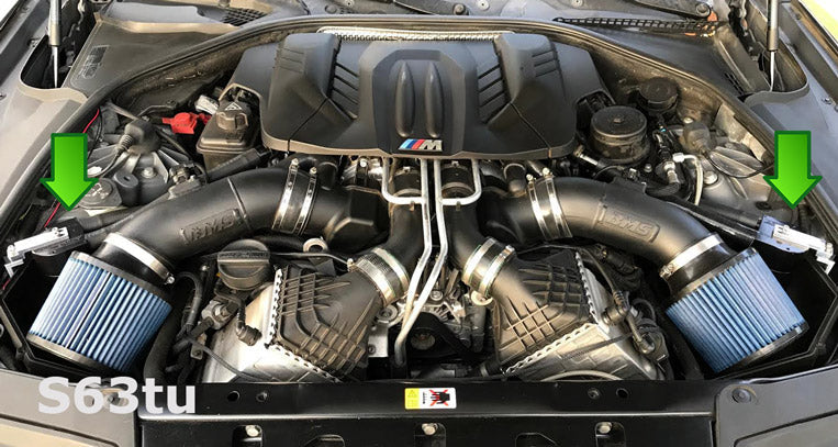 BMS oil catch cans installed on BMW S63TU V8