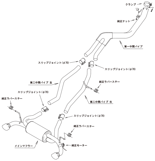 HKS Super Turbo Muffler 31029-AT005 layout drawing