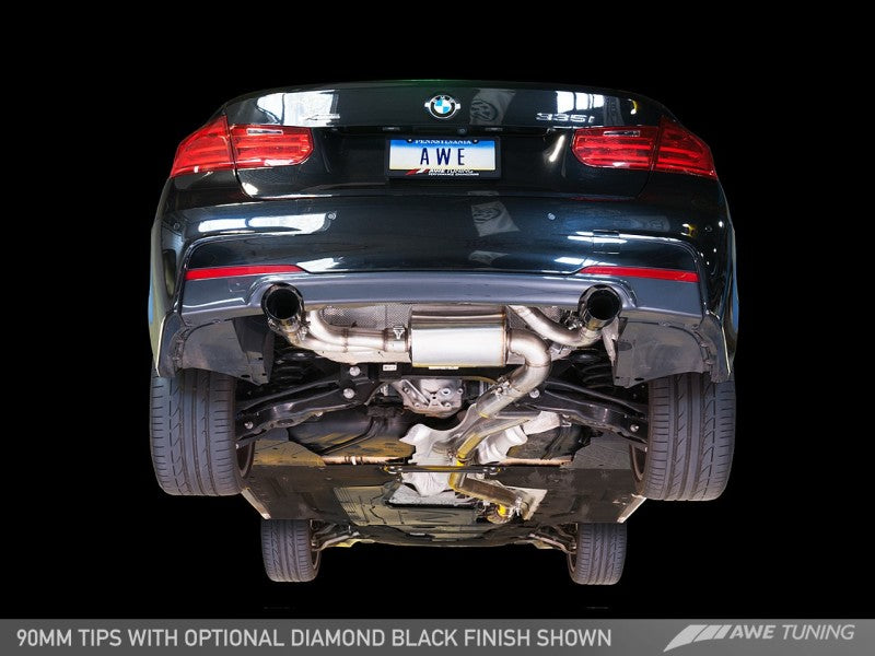 AWE Tuning Touring Axle-Back Exhaust for BMW 335i/435i (F3X), Chrome Silver 90mm