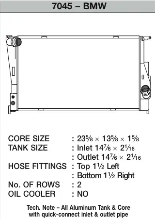CSF #7045 manual radiator for BMW 135i, 135is and 335i (N55) (view 3)