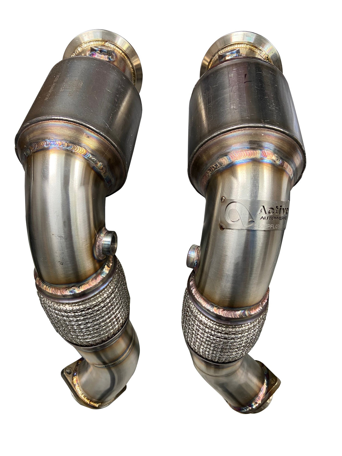 Active Autowerke S63 Catted Downpipes for BMW X5M / X6M / 550i / 650i (view 2)