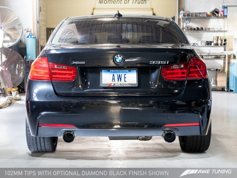 AWE Tuning Touring Axle-Back Exhaust for BMW 335i/435i (F3X), Diamond Black 102mm (view 4)